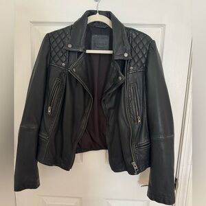 All Saints Quilted Black Leather Jacket